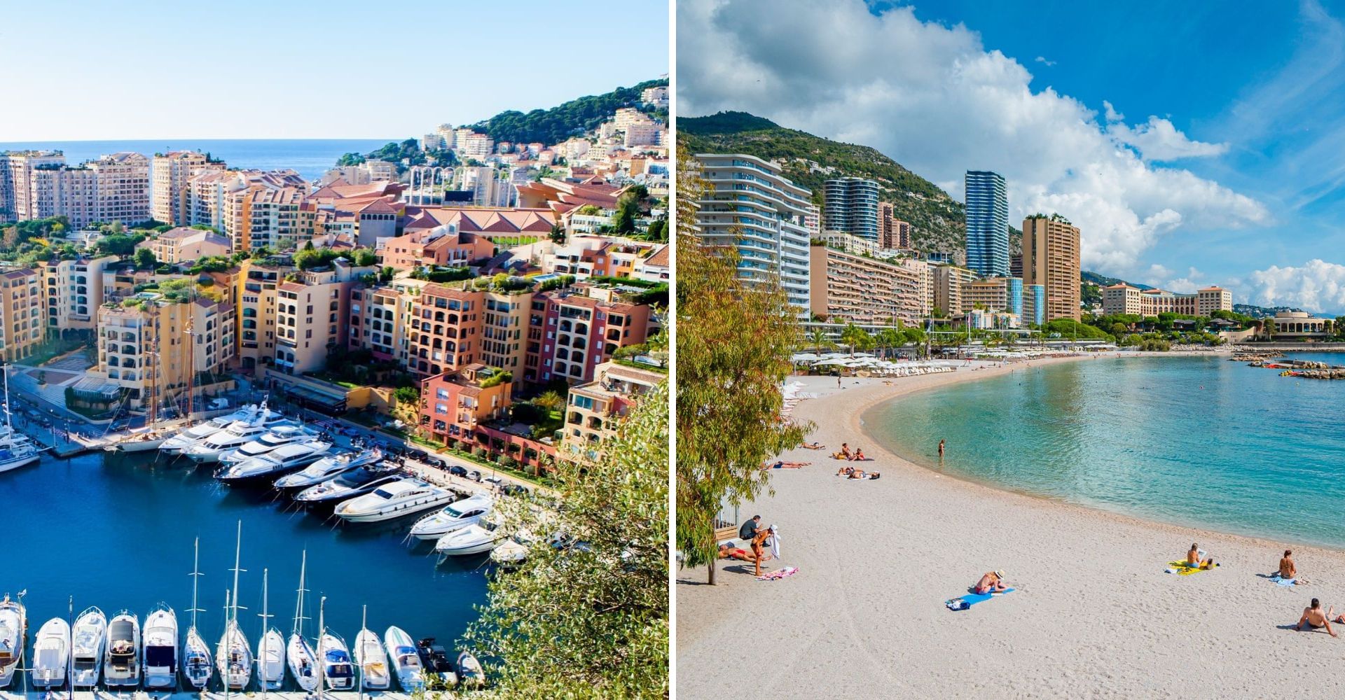 View of Larvotto and Fontvielle in Monaco, with the seafront promenade and luxury seaside residences